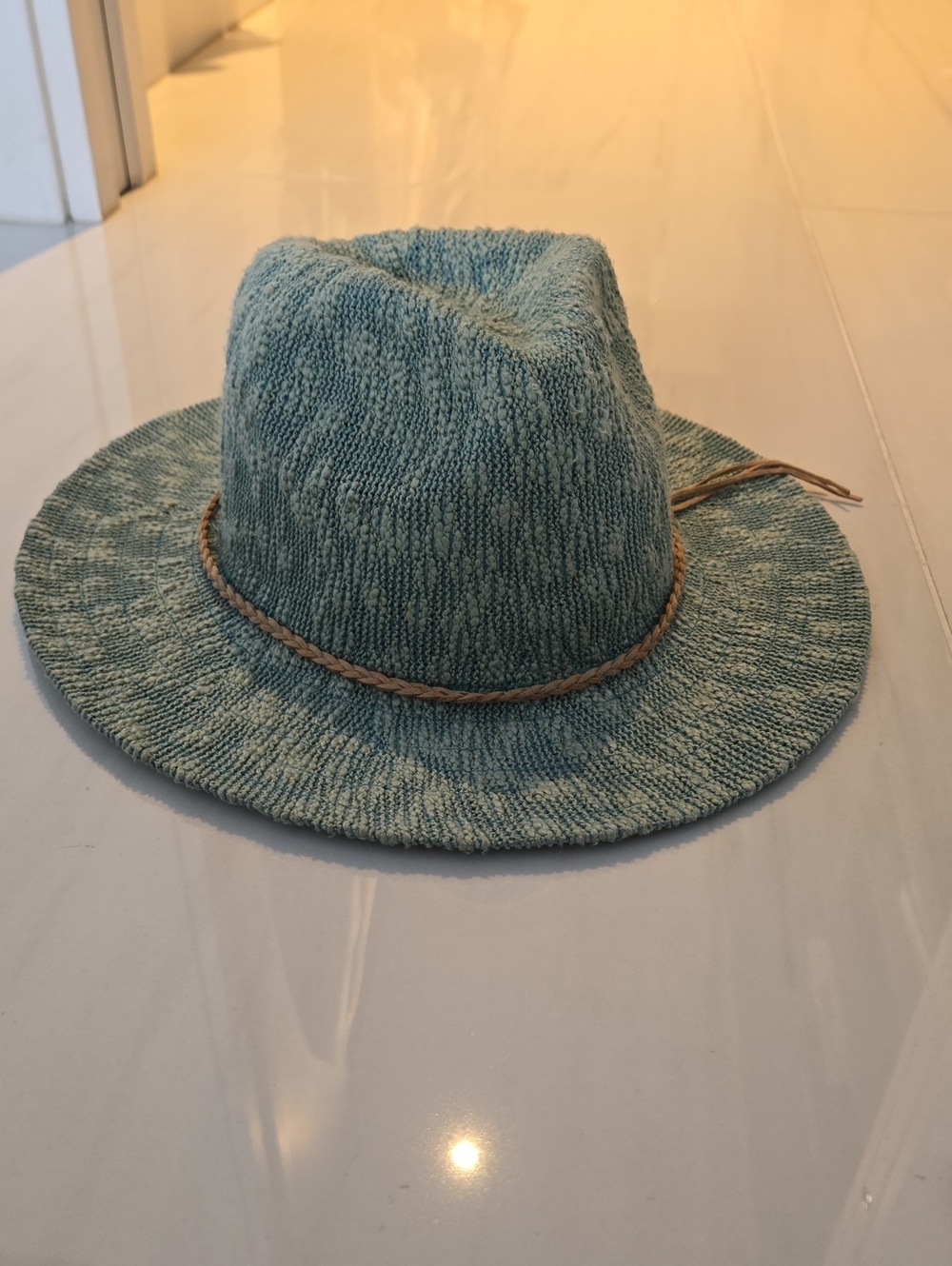 Free People Turquoise Woven Sun Hat